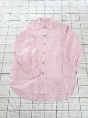 ◇ Θ Ungrid アングリッド ストライプ柄 オーバーデザイン 長袖 シャツ サイズF ピンク系 レディース E  【1509100082613】