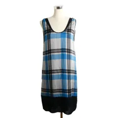 未使用 DRIES VAN NOTEN ドリスヴァンノッテン ワンピース ドレス ノースリーブ シルク タータンチェック レイヤード タイト 膝丈 Uネック マルチカラー ブラック サイズS レディースのサムネイル