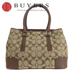 【中古】 コーチ トートバッグ 6089 シグネチャー キャンバス レザー ベージュ ブラウン 普段使い カジュアル レディース 女性 COACH