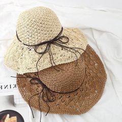 ペーパーハット レディース つば広 ストローハット 麦わら帽子 レディース UVカット 折りたたみ ハット 麦わら 帽子 運動会 旅行 海 ビーチ 日焼け対策 オシャレ UVケア 収納可能 紫外線対策 UV対策 ガーデニング aidai02