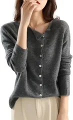 J-Scott アシンメトリーカーディガン ニット レディース 長袖 セーター 前開き 無地 秋冬 薄手 シンプル きれいめ オフィスカジュアル デイリー ファッション JS177-GY-XL(グレー,  XL)