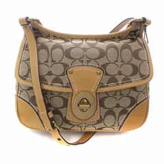 コーチ COACH ショルダーバッグ シグネチャー キャンバス レザー ロゴチャーム付き ターンロック ゴールドカラー金具 ベージュ 茶 ブラウン 10567 /KW ■GY18