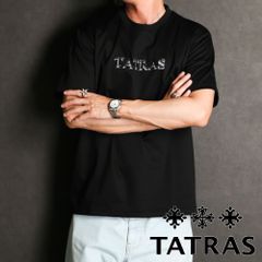 美品】タトラス ネックロゴ 袖刺繍ロゴ Tシャツ チャコールグレー 