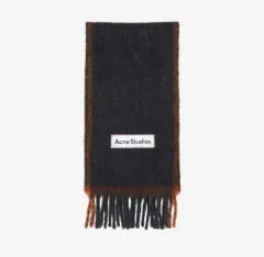 ほぼ 新品 Acne Studios(アクネストゥディオズ) スタジオ モヘア ウール フリンジ スカーフ ブラック