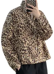 メンズシャツ ヒョウ柄 長袖 レオパードブラウン 2XL M250414-163