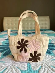 在庫一掃セール!!【正規品】ミニトートバッグ 　ガーデニア ベージュ　 ハワイアンキルト バッグ