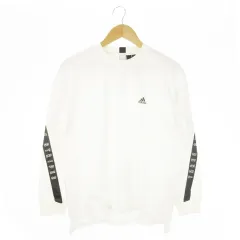 アディダス adidas 長袖Tシャツ ロンT クルーネック スリーストライプス ロゴ スポーツ L 白 ホワイト /AO13 ■GY37