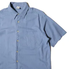 00's オールドネイビー リネン×コットン ボックスシャツ 半袖 (L) 水色系 ネップ 00年代 旧タグ オールド GAP ギャップ OLD NAVY 2003年製 アメリカ古着 USED ビンテージ ヴィンテージ
