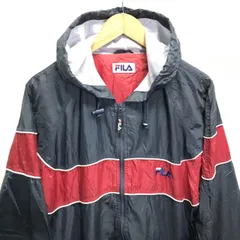 (^w^)b FILA フィラ ナイロンパーカー ウィンドブレーカー ジャケット アウター 上着 80s 90s ヴィンテージ ビンテージ カジュアル スポーツミックス 運動 トレーニング ウォーキング ランニング 散歩 ネイビー 紺色 メンズ サイズL