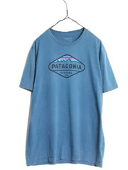 【お得なクーポン配布中!】 17年製 パタゴニア プリント 半袖 Tシャツ メンズ XL 古着 Patagonia アウトドア フィッツロイ クレスト グラフィック スリム フィット 青