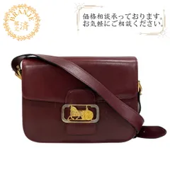 CELINEセリーヌ ショルダーバッグ ヴィンテージ 馬車金具 ショルダーバッグ バッグ カバン 斜めがけ 肩掛け ブランド  ワインレッド レディース