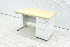新品 片袖机 片袖デスク スチールデスク 事務机 オフィスデスク 中古オフィス家具 1200/700/700 NA/WH/WH 【A000003631】