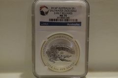 2014-P, NGC MS70 Atralia Saltwater Croc.