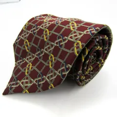 ピエールカルダン ブランド ネクタイ チェック柄 格子柄 シルク PO  メンズ ワインレッド Pierre Cardin 【中古】