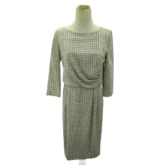 マッキントッシュ ロンドン MACKINTOSH LONDON ワンピース 総柄 長袖 ミモレ丈 38 ベージュ 白 ホワイト 0915 ■YHS4