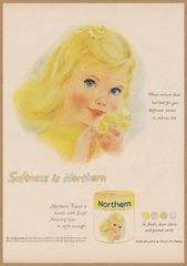 Northern トイレットペーパー 女の子シリーズ レトロミニポスター B5サイズ 複製広告 ◆ ノーザン ブロンドの少女 黄色 USAD5-505