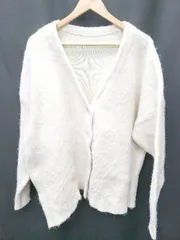 ◇ ⊇ mystic ミスティック ゆったり 長袖 ニット カーディガン サイズF ホワイト系 レディース P  【1409090025846】