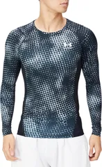 [アンダーアーマー] トレーニングベースレイヤー UAヒートギアアーマー ロングスリーブ プリント シャツ メンズ　XL　ブラック　黒