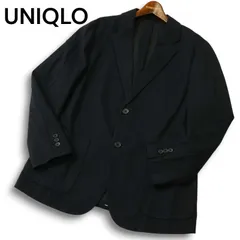23AW★ UNIQLO ユニクロ 秋冬 ストライプ コンフォート 2B テーラード ジャケット Sz.L メンズ 紺 ネイビー
