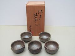 京焼利栄窯 古川利男 氷裂貫入 浮き花 お茶呑茶碗 5客 - メルカリ