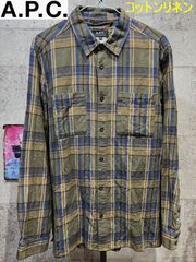 A.P.C. チュニジア製 コットン/リネン 長袖シャツ M メンズ アーペーセー 綿麻 チェック