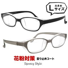 【新品】 花粉対策 メンズ Lサイズ スカッシースタイル 8733 花粉メガネ ワイド 花粉 メガネ ゴーグル 顔 が 大きい 男性用 花粉メガネ  くもり止め 曇り止め コート 紫外線 uvカット 飛沫 防止 粉塵 PM2.5 対策 オシャレ な 伊達メガネ
