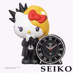 SEIKO セイコークロック JF385A サンリオ yoshikitty 目覚まし時計 キャラクター キャラ 黒 ブラック 目覚し めざまし 置時計 かわいい 誕生日プレゼント キティラー X JAPAN エックスジャパン国内正規品