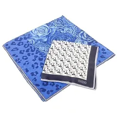 クリスチャンディオール Christian Dior コーチ シルク スカーフ 大判 ミニ セット 2点 バラ フラワー レオパード柄 青 ミニシグネチャー 黒 ☆AA★ A0821