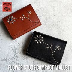 栃木レザー財布 コンパクト財布　コンパクトウォレット スタッズ財布　ミニ財布　日本製  WL-001-ST17