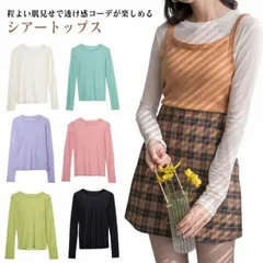 シアー トップス シアートップス カットソー 透け感 レディース 長袖 シースルー インナー カットソー tシャツ シアーシャツ ブラウス 重ね着 レイヤード 無地 薄手 クルーネック きれいめ おし#mayday274