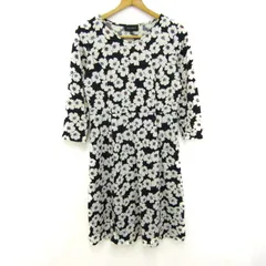 タルボット ワンピース 長袖 花柄 Vネック トップス レディース Mサイズ ホワイト×パープル Talbots 【中古】