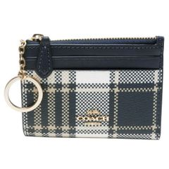 コーチ　COACH　キーリング付コインケース/カードケース　C8684　チェック　ネイビー　未使用品