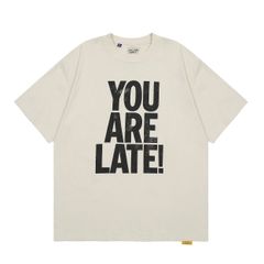 GALLERY DEPT. YOU ARE LATE! ART THAT KILLS ギャラリーデプト Tシャツ 水洗い ダメージデザイン プリント 半袖 ベージュ 並行輸入品 S M L XL