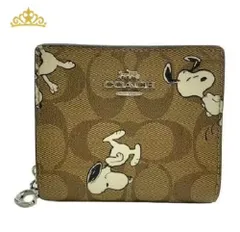 COACH × PEANUTS 2つ折り財布 スヌーピー コラボ レディース コンパクトウォレット