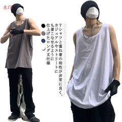 【送料無料】タンクトップ ロング 長さ75cm M-4L メンズ ロングタンクトップ タンク インナー 夏服 ダメージ ゆったり トップス 夏 タンクトップ 長め 無地 ネイビー 紺 ブラック ホワイ