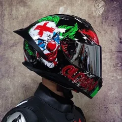 ピエロ柄　バイクヘルメットフルフェイスヘルメットDOT認証　M〜XXLサイズ　ミラーシールド toukui73