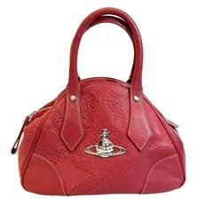 ヴィヴィアンウエストウッド Vivienne Westwood ミニ ボストンバッグ レザー ORBプレート オーブ型押し 赤 レッド IBO49のサムネイル
