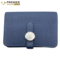 エルメス ドゴンカードケース ブルーアビス トゴ シルバー金具 W刻印