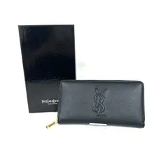 極美品⭐️SAINT LAURENT サンローラン レザー 長財布 ブラック 極 美品 YVES SAINT LAURENT イヴ・サンローラン ロゴ ステッチ