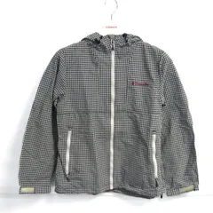 コロンビア ナイロンジャケット アウター パーカー チェック柄 キッズ 女の子用 Sサイズ 黒×白 Columbia 【中古】