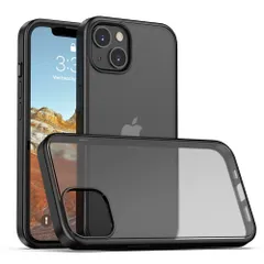 iPhone 13 mini ケース 5.4インチ 米軍MIL規格取得 耐衝撃 半透明 マット加工 黄ばみなし レンズ保護 ワイヤレス充電対応 (iPhone 13 mini ブラック)