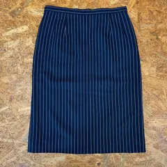 pierre cardin ストライプ スカート サイズ11 ネイビー ピエールカルダン 膝下 タイトスカート レディース Ladies ユーズド USEDのサムネイル
