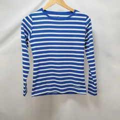 美品 montbell モンベル Tシャツ クルーネック ブルー ホワイト 青 白 ボーダー 長袖 薄手 Sサイズ