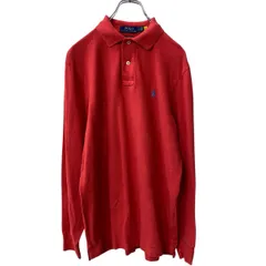 POLO RALPH LAUREN 長袖 ロゴ ポロシャツ S レッド ポロラルフローレン 鹿子 ポニーロゴ 古着卸 アメリカ仕入 a707-5356