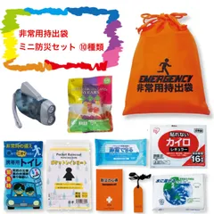 【送料無料】ミニ防災セット 10種類 非常用持出袋 災害用 男女兼用