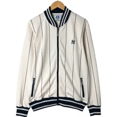 古着 majestic MLB NEW YORK YANKEES ニューヨークヤンキース ストライプ柄 ジャージ トラックジャケット メンズXL相当/eaa543866