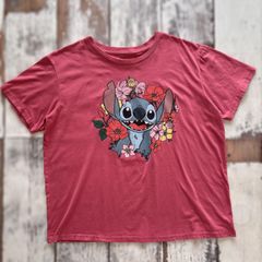 ディズニー スティッチ 短丈Tシャツ 花柄 ピンク