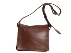 【お得なクーポン配布中!】 60s 70s 本革 レザー ショルダー バッグ / レザーバッグ メンズ レディース ヴィンテージ カバン 肩掛け 斜め掛け シンプル ブラウン 1点物