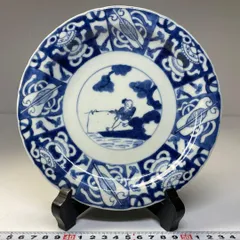 古伊万里色絵七寸皿 2枚 直径21.5センチ 龍 亀甲窓絵 傷無し 江戸後期