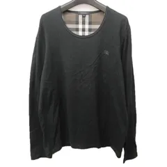 バーバリー ロンドン BURBERRY LONDON Tシャツ カットソー ロンT ロゴ 刺繍 裏地 チェック 長袖 黒 ブラック M 1230のサムネイル